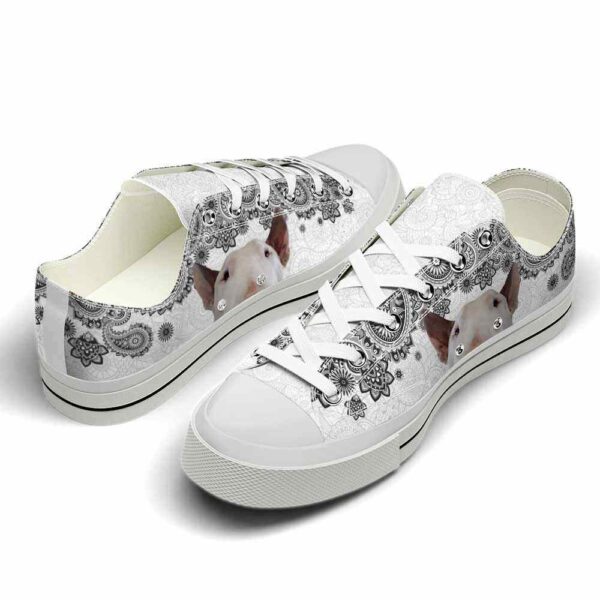 LTS-U-Dog-MBW-BulTer-220124VY10 @ Bull Terrier Mandala Black Whit-Bull Terrier Black White Mandala Low Top Shoes