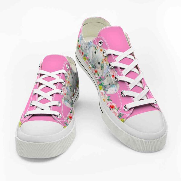 LTS-U-Ani-FP-Elph-220124VY10 @ Elephant Flower Pin-Elephant Flowers Pink Low Top Shoes
