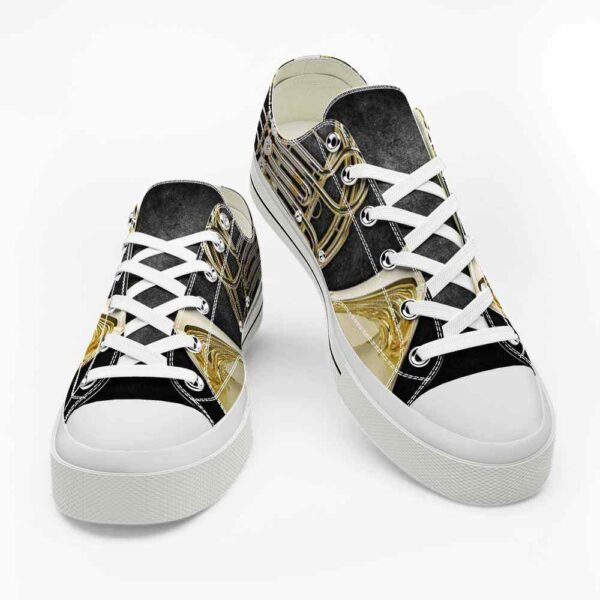 LTS-U-Hobb-ID-Fhrn-220124VY10 @ French Horn Instrument Dar-French Horn Instrument Dark Background Low Top Shoes
