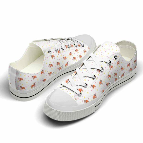 LTS-U-Dog-HP-Bdog-220124VY10 @ Bulldog Heart Patter-Bulldog Heart Love Pattern Low Top Shoes