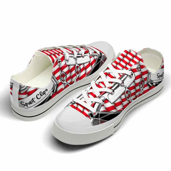 LTS-U-Job-RR-Hsty-220124NA10 @ Barber Red Razo-Hairstylist Red Pattern Razor Low Top Shoes