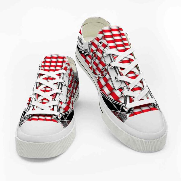 LTS-U-Job-RR-Hsty-220124NA10 @ Barber Red Razo-Hairstylist Red Pattern Razor Low Top Shoes