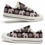 LTS-U-Ani-LA-Elph-220124VY10 @ Elephant Line A-Elephant Lines Pattern Low Top Shoes