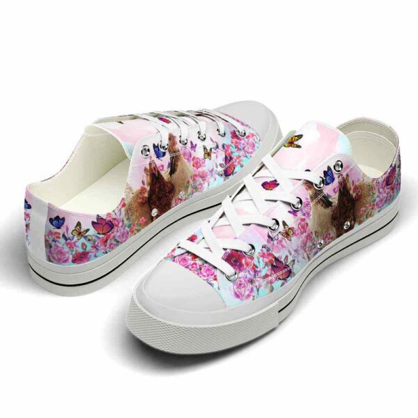 LTS-U-Ani-BF-Cikn-220124VY10 @ Chicken Butterfly Flower-Chicken Butterfly Flower Low Top Shoes
