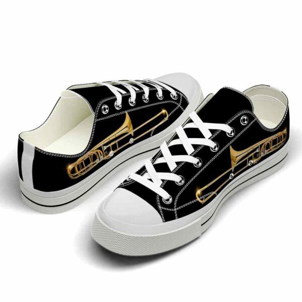 LTS-U-Hobb-BB-Tbne-220124NA10 @ Trombone Black B-Trombone Black Background Low Top Shoes