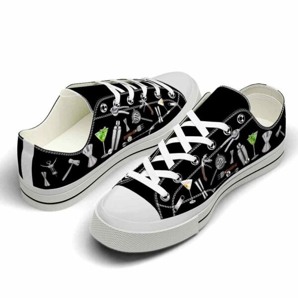 LTS-U-Job-RT-Btd-220124VY10 @ Bartender Realistic Tool-Bartender Tools Pattern Black Low Top Shoes