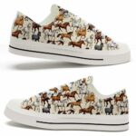 LTS-U-Ani-VP-Hrse-220124VY10 @ Horse Vintage Patter-Horse Pattern Vintage Low Top Shoes