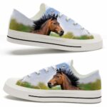 LTS-U-Ani-SF-Hrse-220124VY10 @ Horse Sky Fiel-Horse On The Field Low Top Shoes