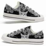 LTS-U-Ani-MBW-Cat-220124VY10 @ Cat Mandala Black Whit-Cat Black White Mandala Low Top Shoes
