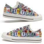 LTS-U-Job-CP-Esth-220124NA10 @ Esthetician Colorful Plate-Esthetician License Plate Low Top Shoes