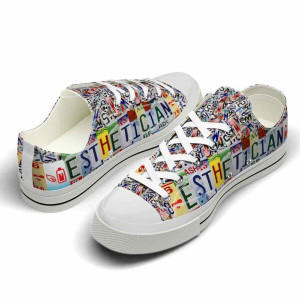 LTS-U-Job-CP-Esth-220124NA10 @ Esthetician Colorful Plate-Esthetician License Plate Low Top Shoes