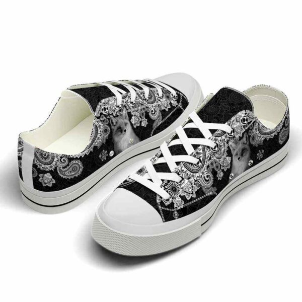 LTS-U-Ani-MBW-Fox-220124VY10 @ Fox Mandala Black Whit-Fox Black White Mandala Low Top Shoes