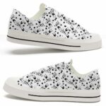 LTS-U-Ani-FB-Cow-220124VY10 @ Cow Floral B-Cow Black White Floral Pattern Low Top Shoes