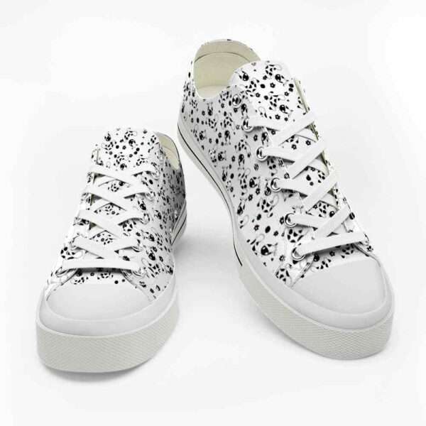 LTS-U-Ani-FB-Cow-220124VY10 @ Cow Floral B-Cow Black White Floral Pattern Low Top Shoes