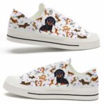 LTS-U-Dog-HP-Dach-220124VY10 @ Dachshund Heart Patter-Dachshund Heart Love Pattern Low Top Shoes