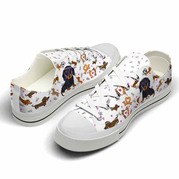 LTS-U-Dog-HP-Dach-220124VY10 @ Dachshund Heart Patter-Dachshund Heart Love Pattern Low Top Shoes