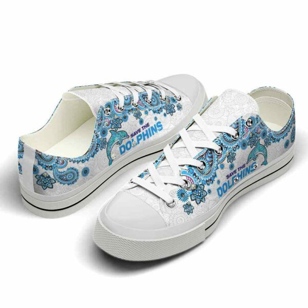 LTS-U-Ani-SAM-Dolp-220124VY10 @ Dolphin Save Animal Mandal-Dolphin Mandala Save The Dolphins Low Top Shoes