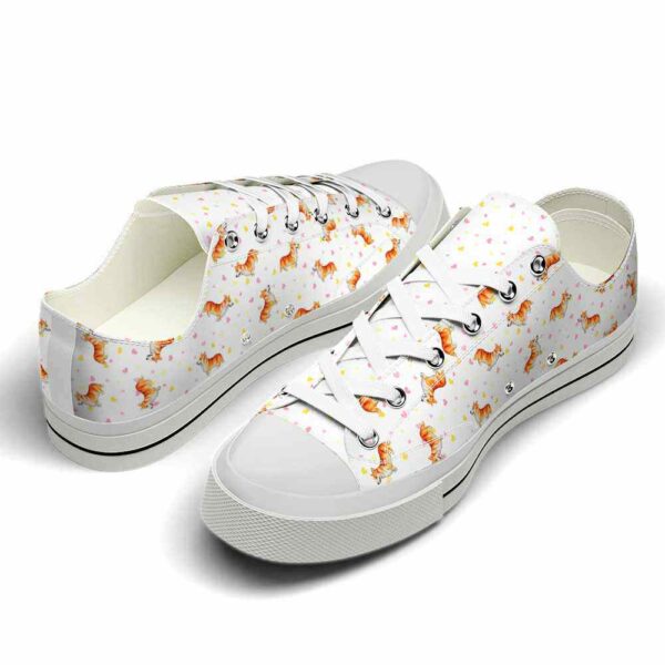 LTS-U-Dog-HP-Corgi-220124VY10 @ Corgi Heart Patter-Corgi Heart Love Pattern Low Top Shoes