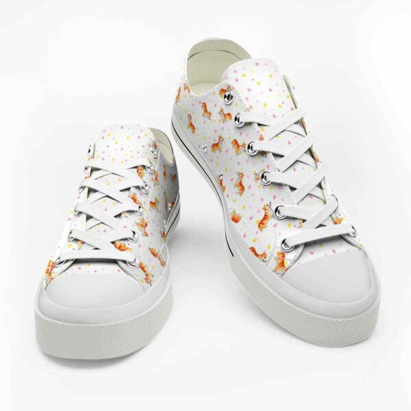 LTS-U-Dog-HP-Corgi-220124VY10 @ Corgi Heart Patter-Corgi Heart Love Pattern Low Top Shoes