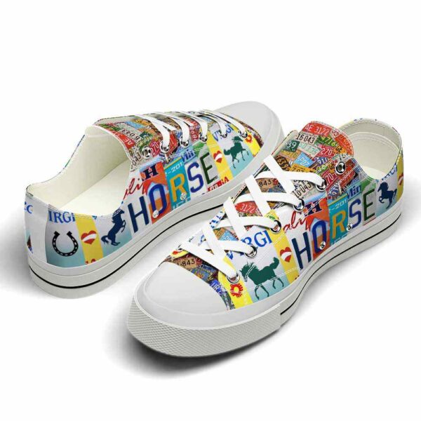 LTS-U-Ani-CP-Hrse-220124NA10 @ Horse Colorful Plate-Horse License Plate Low Top Shoes