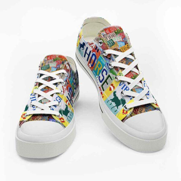 LTS-U-Ani-CP-Hrse-220124NA10 @ Horse Colorful Plate-Horse License Plate Low Top Shoes