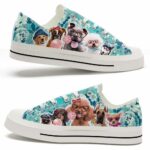 LTS-U-Dog-BF-Dog-220124VY10 @ Dog Blue Flower-Dog Candy Flower Blue Low Top Shoes
