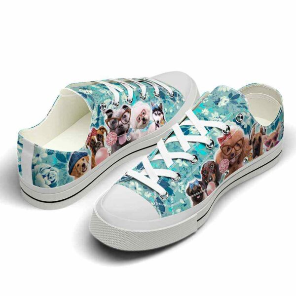 LTS-U-Dog-BF-Dog-220124VY10 @ Dog Blue Flower-Dog Candy Flower Blue Low Top Shoes