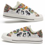 LTS-U-Dog-MF-Clie-220124VY10 @ Collie Mandala Flower-Collie Colorful Flowers Mandala Low Top Shoes