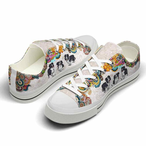 LTS-U-Dog-MF-Clie-220124VY10 @ Collie Mandala Flower-Collie Colorful Flowers Mandala Low Top Shoes
