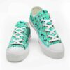 LTS-U-Dog-TFPG-Dach-220124NA10 @ Dachshund Teal Flower Pattern Grou-Dachshund Teal Flower Pattern Low Top Shoes