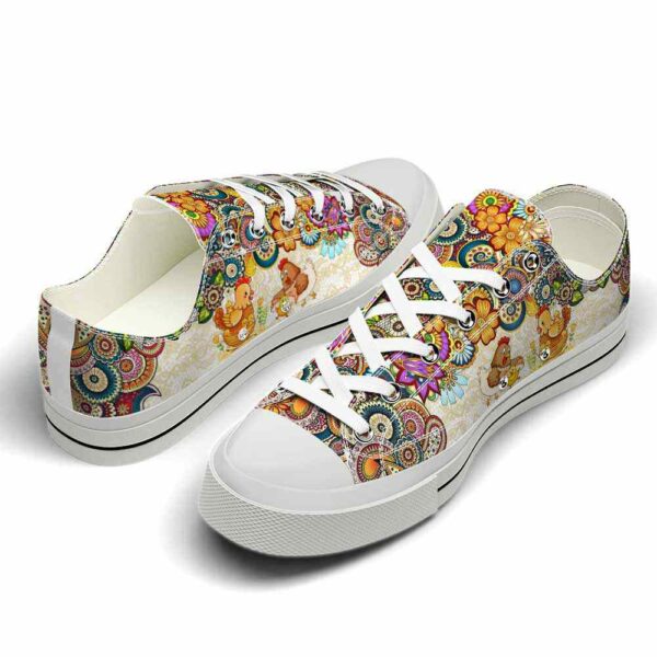 LTS-U-Ani-M-Cikn-220124NA10 @ Chicken Mandal-Chicken Colorful Mandala Low Top Shoes