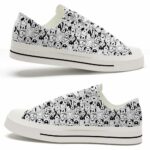LTS-U-Dog-DBW-Dog-220124VY10 @ Dog Doddle Black Whit-Dog Black White Doodle Pattern Low Top Shoes