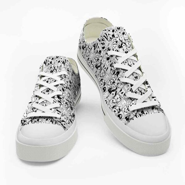 LTS-U-Dog-DBW-Dog-220124VY10 @ Dog Doddle Black Whit-Dog Black White Doodle Pattern Low Top Shoes