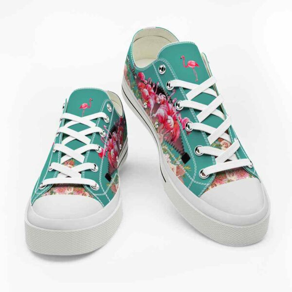 LTS-U-Ani-ZF-Flmg-220124VY10 @ Flamingo Zip Flower-Flamingo Zipper Flower Low Top Shoes