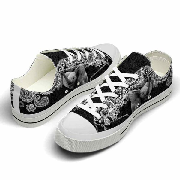 LTS-U-Ani-MBW-Elph-220124VY10 @ Elephant Mandala Black Whit-Elephant Black White Mandala Low Top Shoes