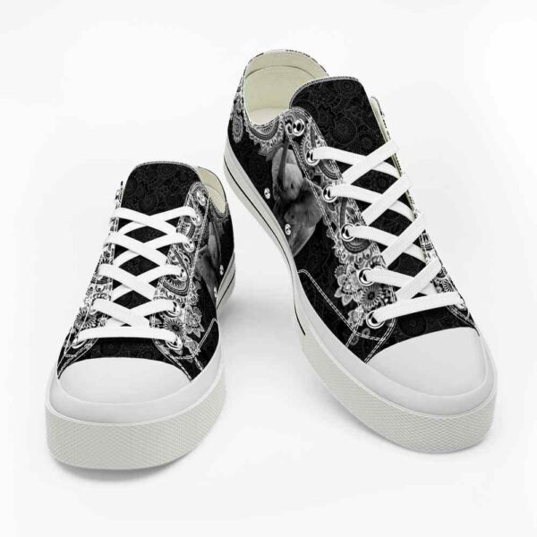 LTS-U-Ani-MBW-Elph-220124VY10 @ Elephant Mandala Black Whit-Elephant Black White Mandala Low Top Shoes
