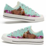 LTS-U-Ani-PF-Hrse-220124NA10 @ Horse Pink Flowe-Horse Pink Flowers Low Top Shoes