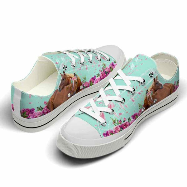 LTS-U-Ani-PF-Hrse-220124NA10 @ Horse Pink Flowe-Horse Pink Flowers Low Top Shoes