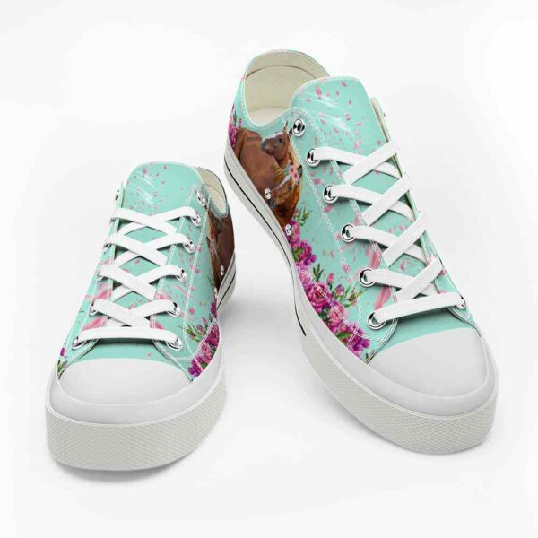 LTS-U-Ani-PF-Hrse-220124NA10 @ Horse Pink Flowe-Horse Pink Flowers Low Top Shoes