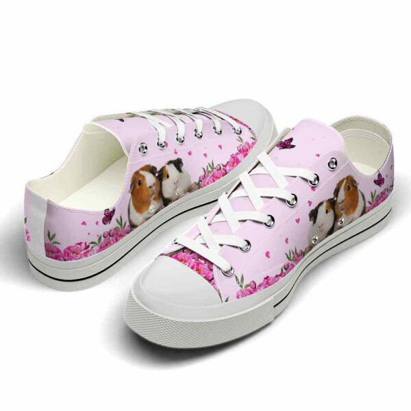 LTS-U-Ani-PF-Gpig-220124VY10 @ Guinea Pig Pink Flora-Guinea Pig Pink Flowers Low Top Shoes