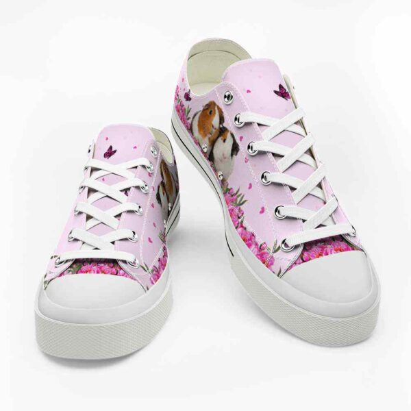LTS-U-Ani-PF-Gpig-220124VY10 @ Guinea Pig Pink Flora-Guinea Pig Pink Flowers Low Top Shoes