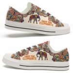 LTS-U-Ani-STAM-Elph-220124NA10 @ Elephant Save the Animal Mandal-Elephant Mandala Save The Elephants Low Top Shoes