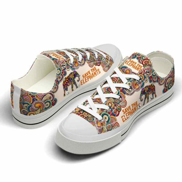 LTS-U-Ani-STAM-Elph-220124NA10 @ Elephant Save the Animal Mandal-Elephant Mandala Save The Elephants Low Top Shoes