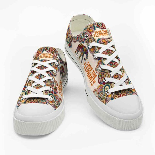 LTS-U-Ani-STAM-Elph-220124NA10 @ Elephant Save the Animal Mandal-Elephant Mandala Save The Elephants Low Top Shoes