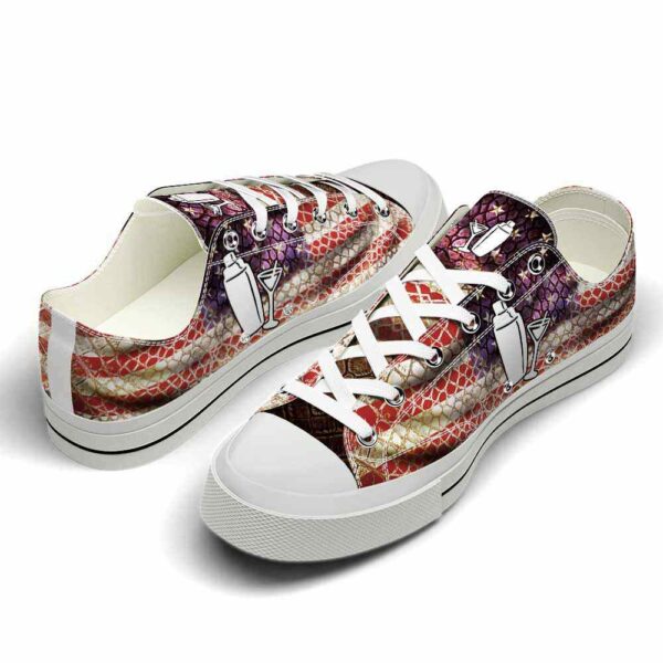 LTS-U-Job-LUF-Btd-220124NA10 @ Bartender Leather USA Fla-Bartender Leather Usa Flag Low Top Shoes