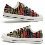 LTS-U-Hobb-S-Book-220124NA12 @ Book Spine-Book Vintage Book Spines Pattern Low Top Shoes