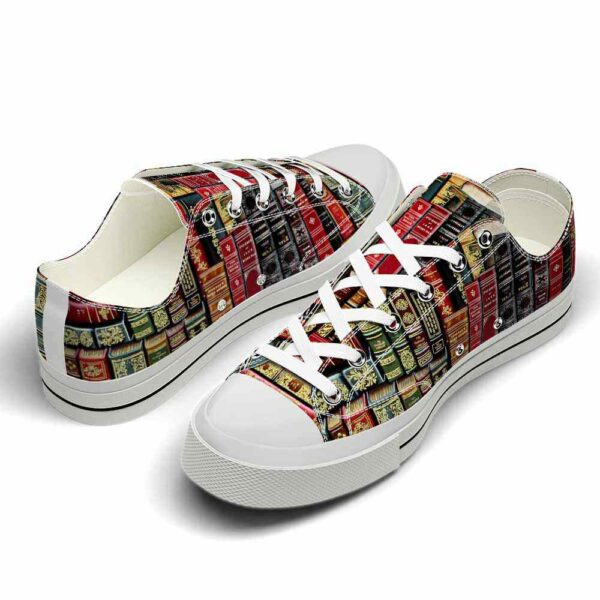 LTS-U-Hobb-S-Book-220124NA12 @ Book Spine-Book Vintage Book Spines Pattern Low Top Shoes