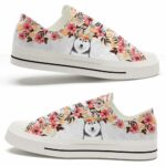LTS-U-Dog-PF-Husky-220124NA10 @ Husky Pastel Flowe-Siberian Husky Pastel Flowers Low Top Shoes