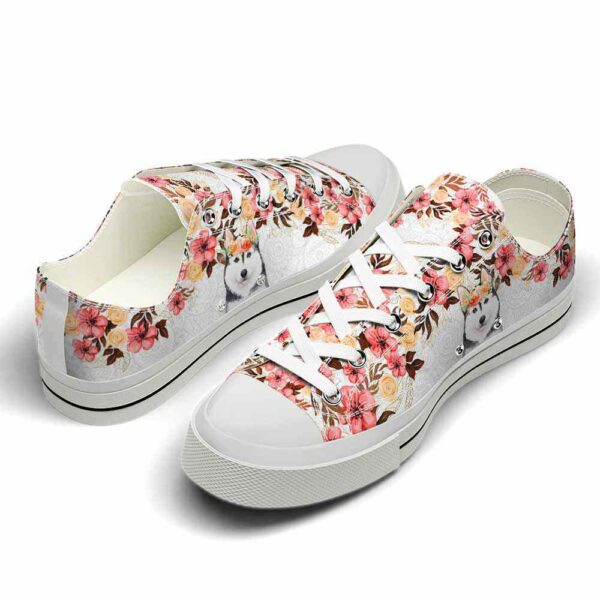 LTS-U-Dog-PF-Husky-220124NA10 @ Husky Pastel Flowe-Siberian Husky Pastel Flowers Low Top Shoes