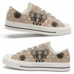 LTS-U-Ani-FF-Elph-220124VY10 @ Elephant Foot Fabri-Elephant Cute Footprint Pattern Low Top Shoes